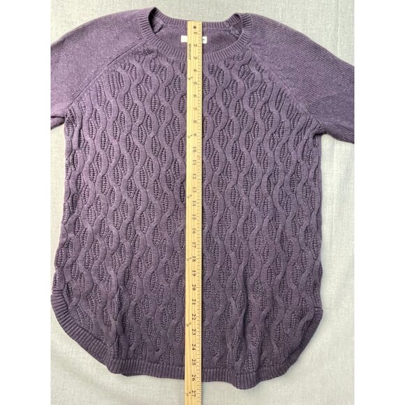 Sonoma Women's Purple Medium Cable Knit Long Sleeve Round Neck Sweater USED - Picture 5 of 7